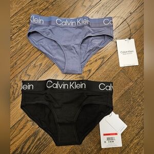 Calvin Klein Modern Structure Hipster Bikini XS - Set Of 2 - Black & Blue Solid